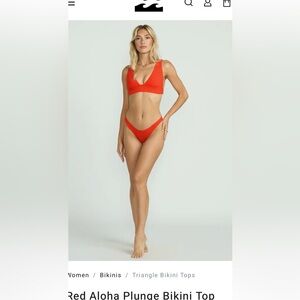 Billabong Red Aloha Plunge bikini top and bottoms exactly as shown in the photos